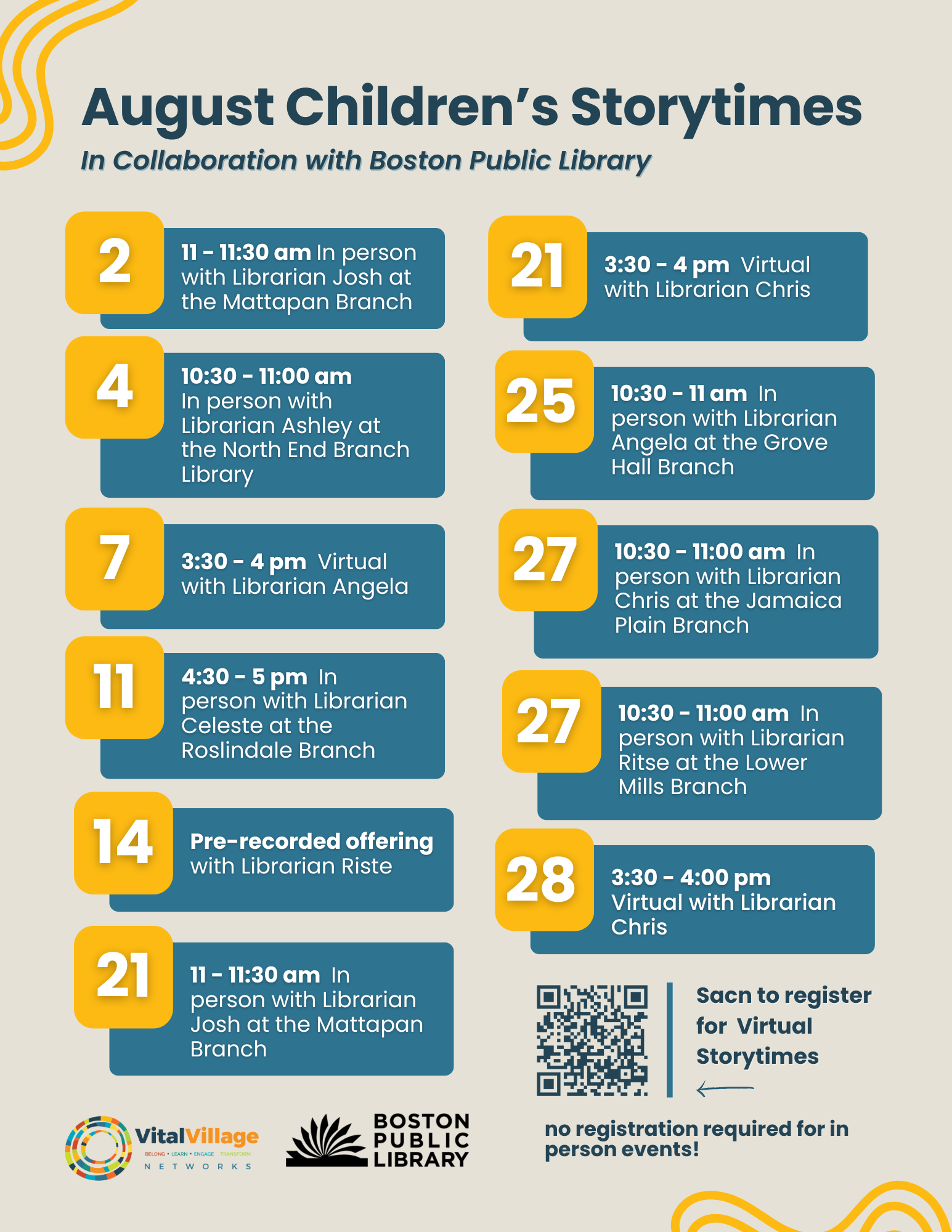 August Story Time Schedule Flyer 