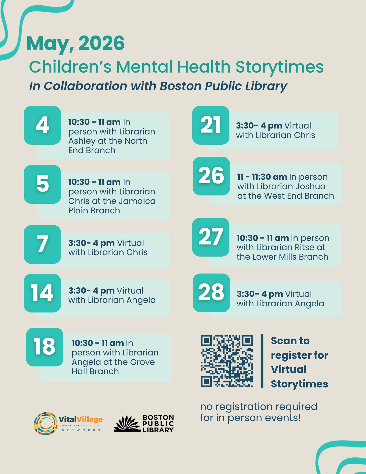 May Events Calendar with QR code